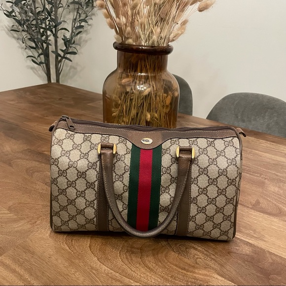 Authentic Vintage Gucci Web Supreme Boston Bag - Picture 1 of 12